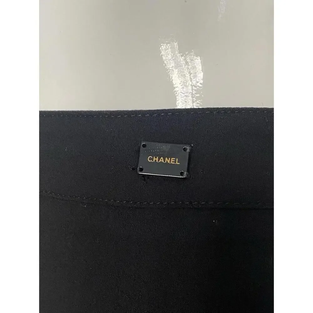 Vintage 03C CHANEL 2003 Black Wool Slim Pants FR-36